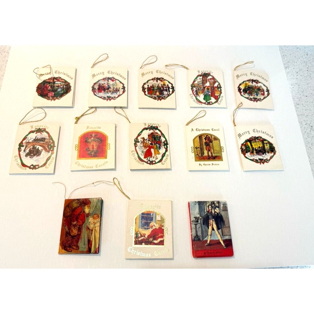 Vintage Miniature Holiday Books Ornaments 13 Books Merry Christmas Carols